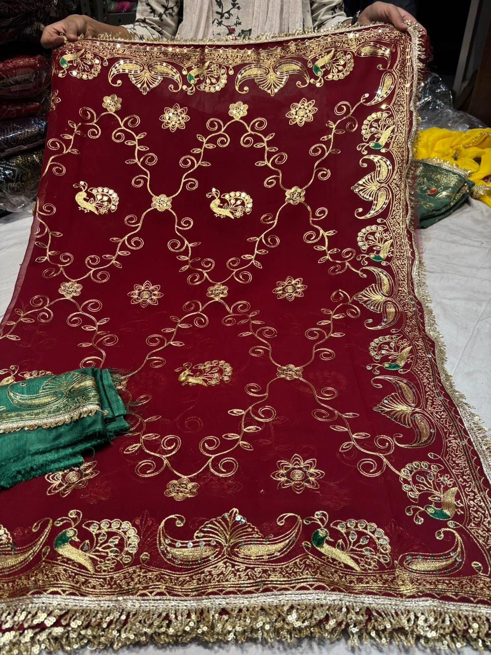 Zari work saree in Red