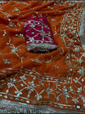 Orange gota chiffon saree