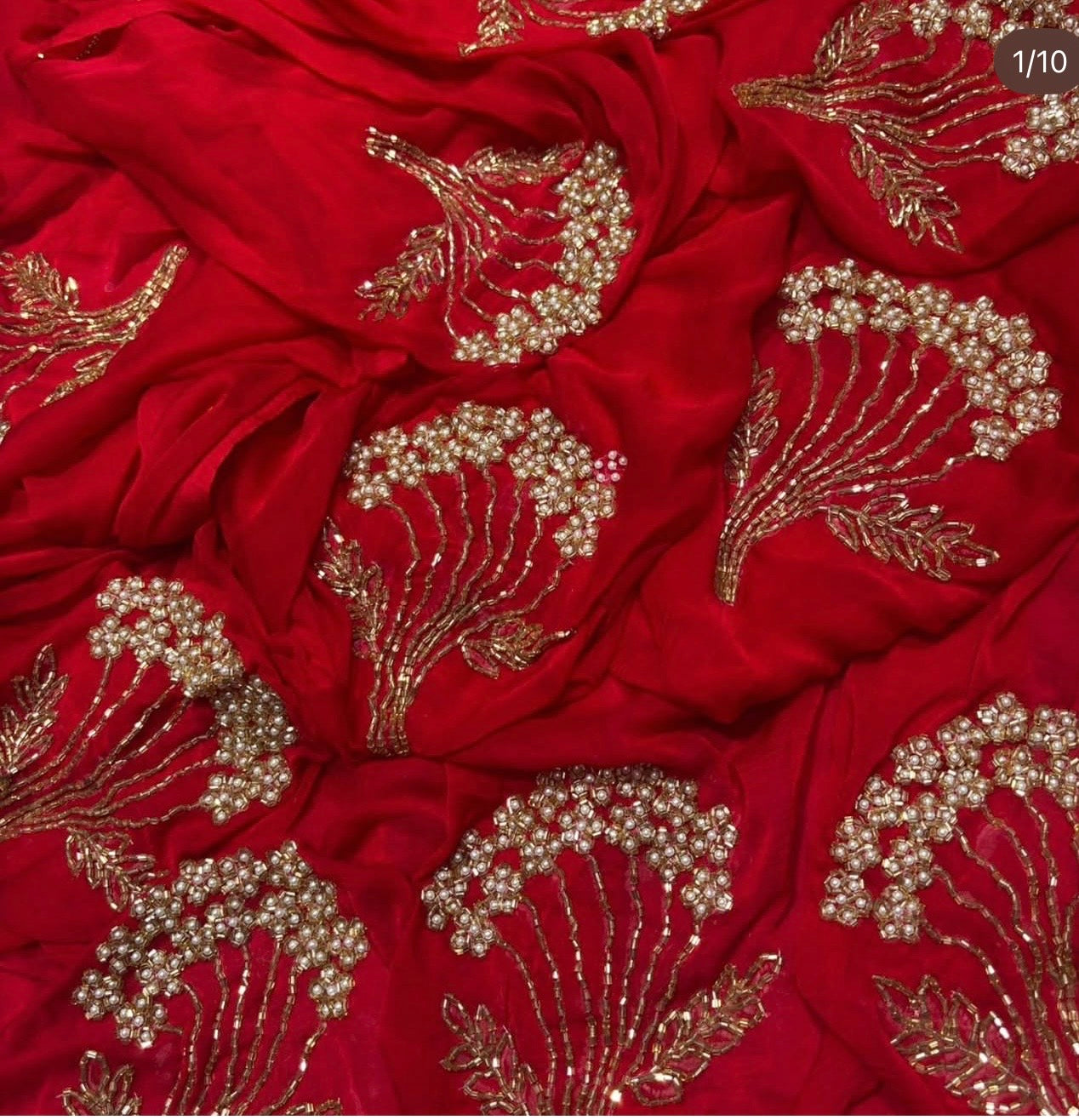 Royal red semi chiffon saree