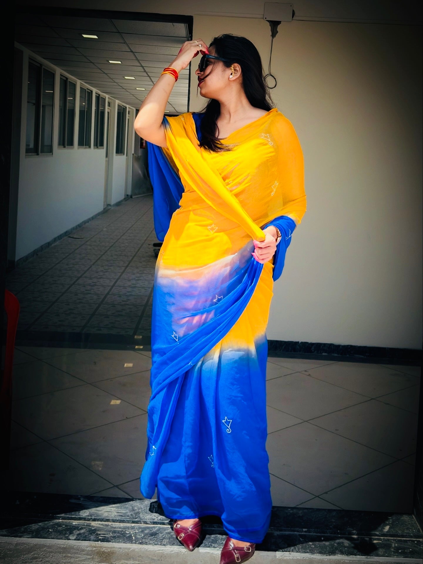Semi chiffon  light weighted saree
