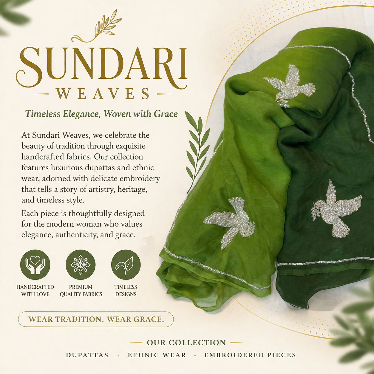 Green Dove Embroidered Saree”