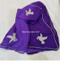 An exquisite purple chiffon saree with intricate bird embroidery, designed to add effortless elegance to your wardrobe