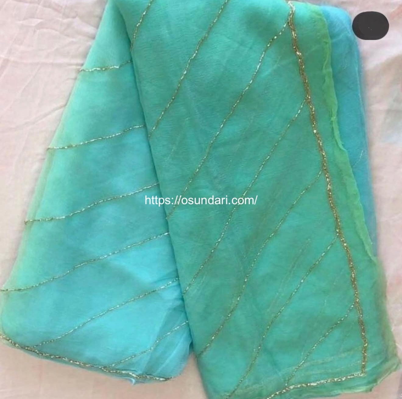 💚 House of Sundari – Aqua Grace Chiffon Saree
