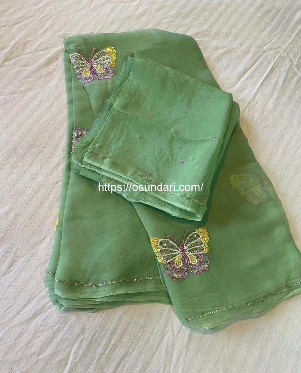 Light Green Butterfly Saree
