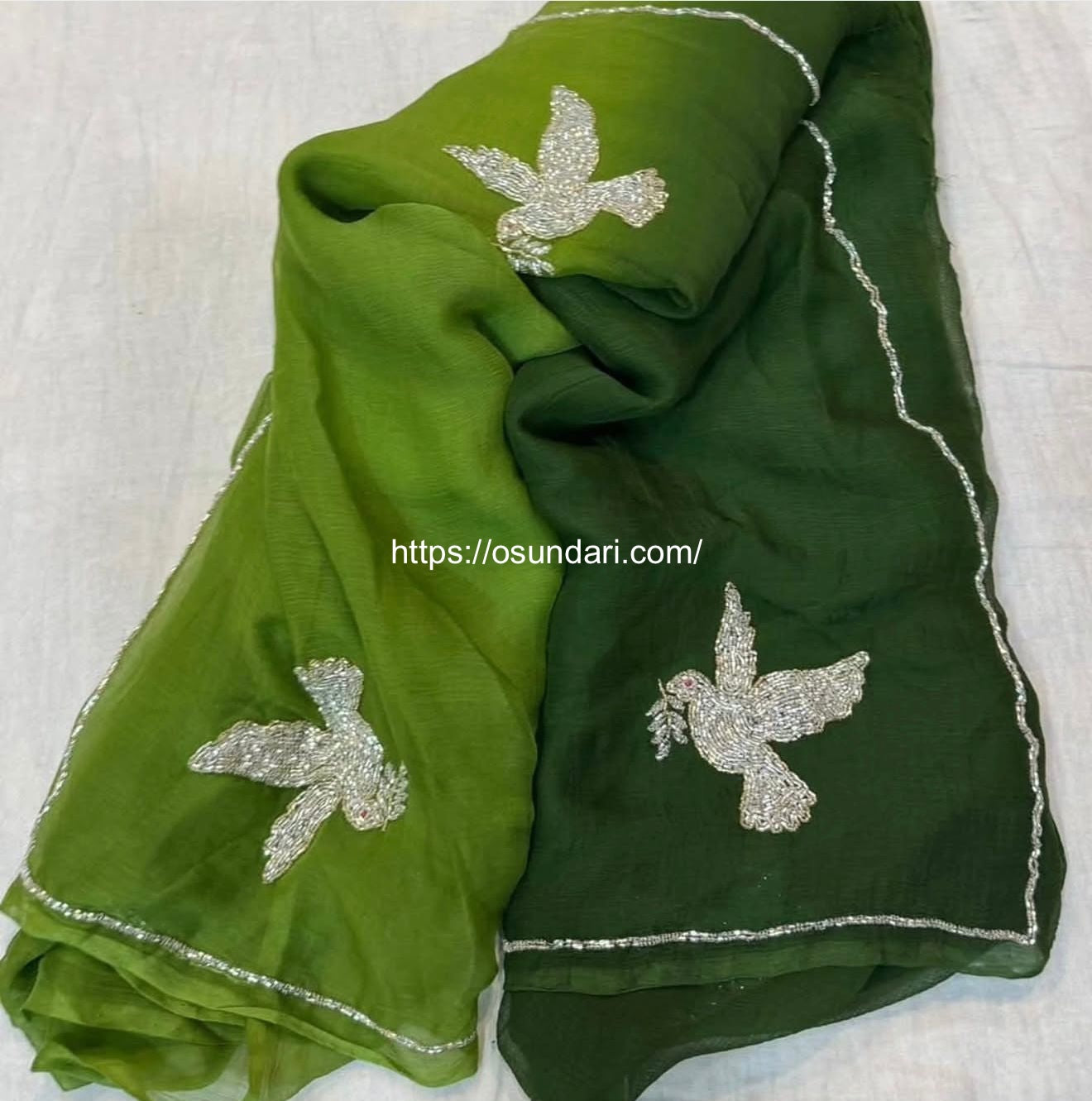Green Dove Embroidered Saree”